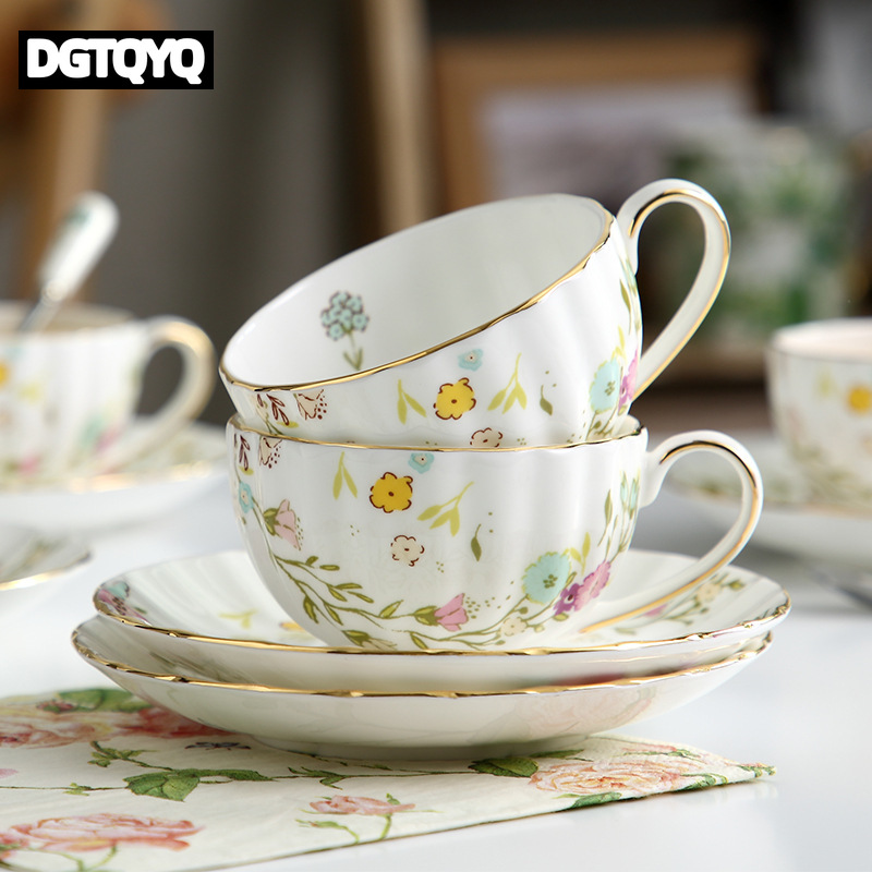 Coffee Tea Sugar Set - 2피스 빈티지 플로럴 세라믹 커피잔 세트