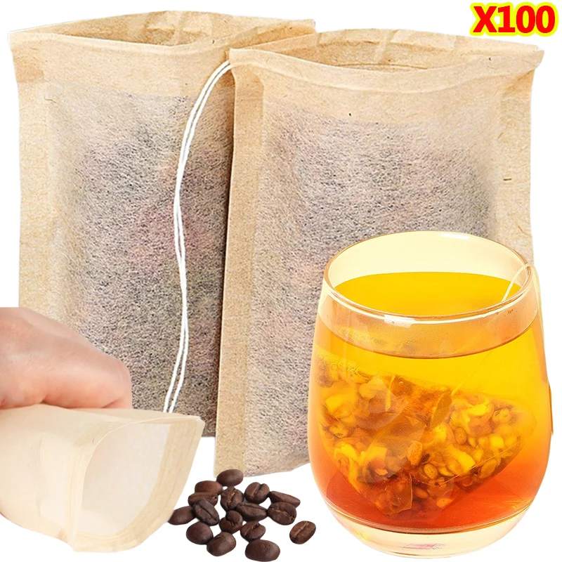 Coffee Tea And Bean Leaf - Drawstring 필터와 100Pcs 티백 커피 콩