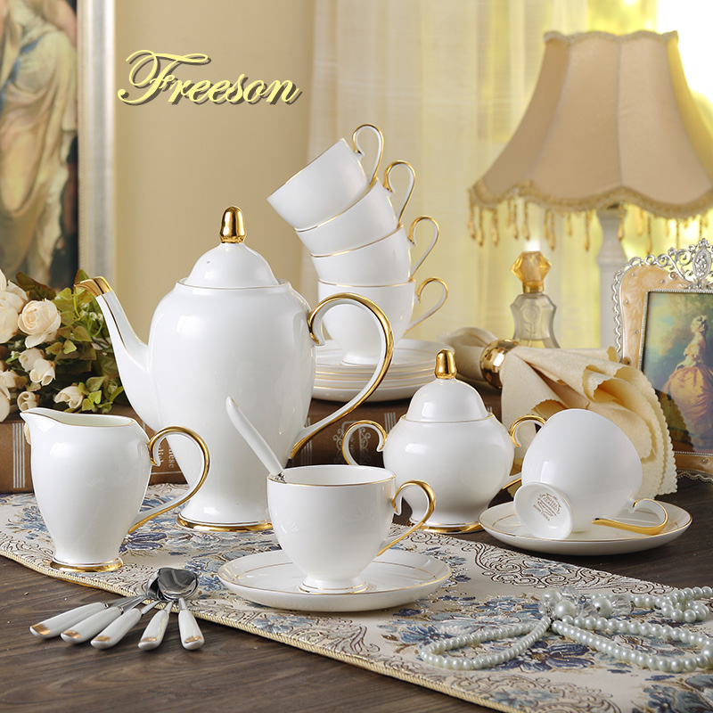 Coffee Tea Sugar Set - 그레이스 본 차이나 커피 세트, 화이트