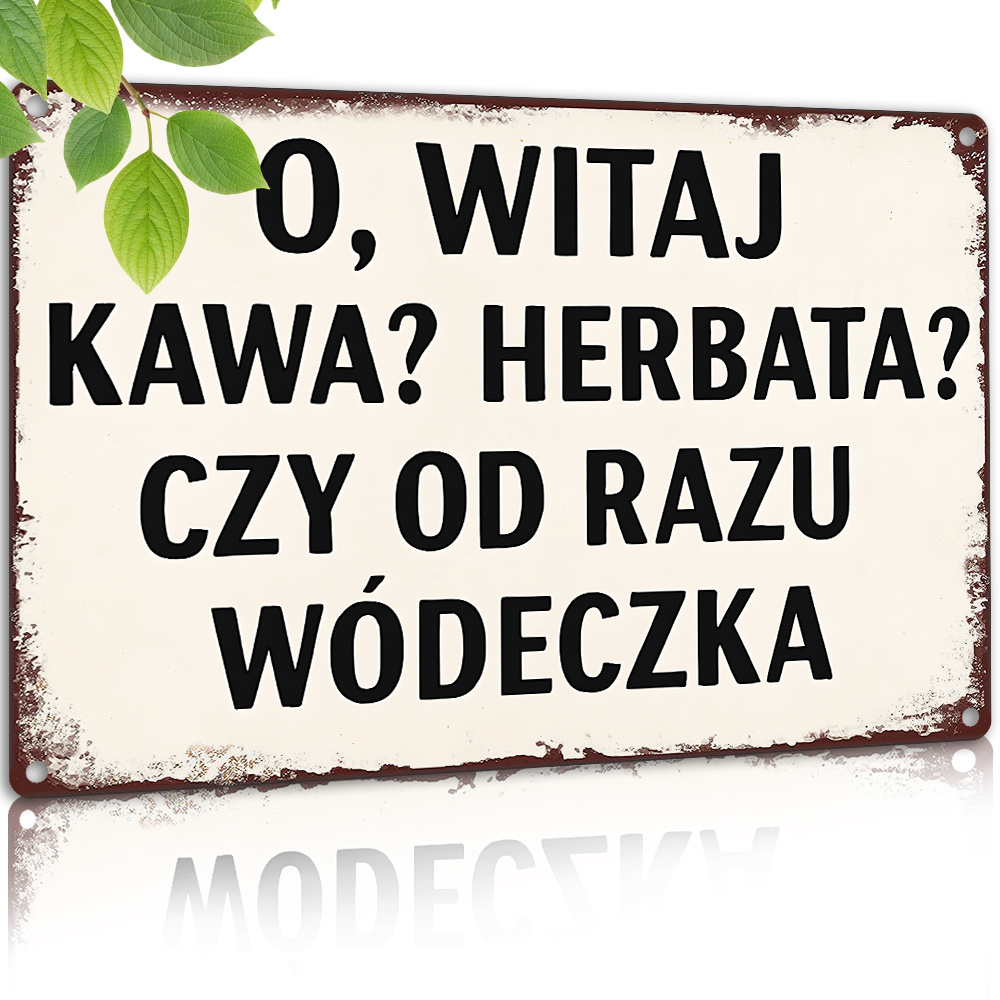 Coffee Tea Quotes - 빈티지 금속 간판, 재미있는 폴란드어 명언