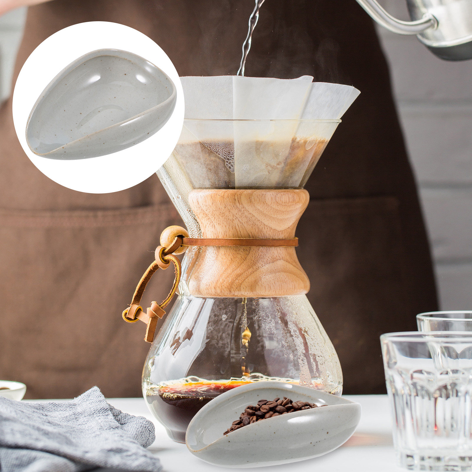 Coffee Tea And Bean Leaf - 프리미엄 세라믹 커피 원두 계량 트레이