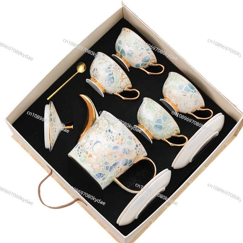 Coffee Tea Gift Set - 커피잔 세라믹 주전자 꽃무늬 찻주전자 컵