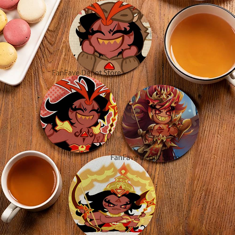 Coffee Tea Gift Set - B-Burning Spice C-Cookie 나무 코스터 세트