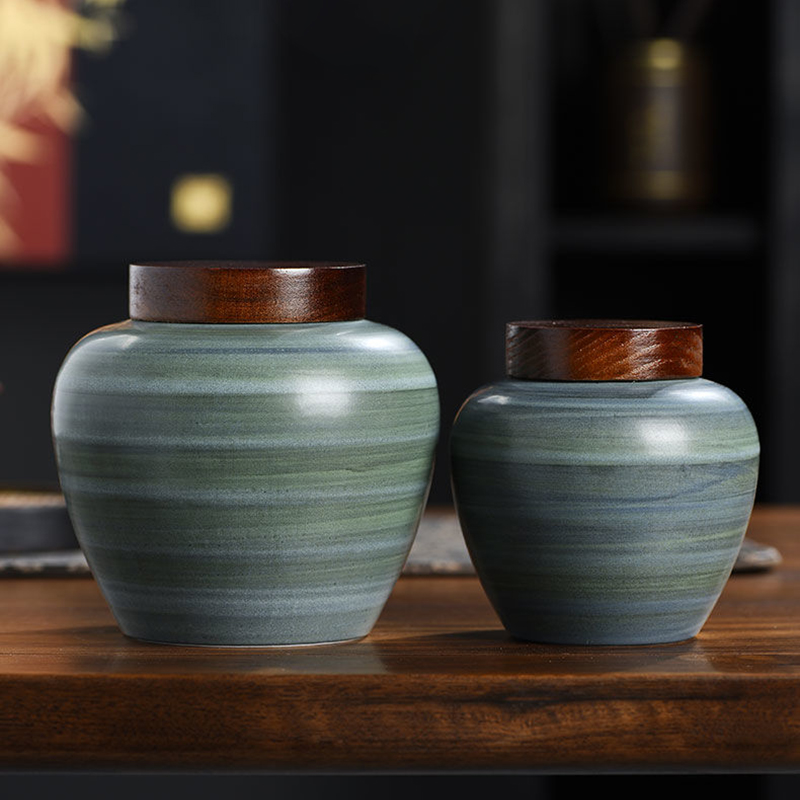 Coffee Tea And Bean Leaf - 레트로 세라믹 차잎 보관함 창의적인 밀폐