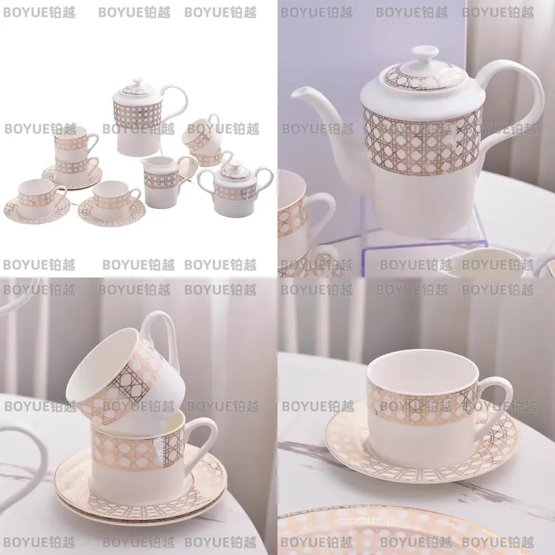 Coffee Tea Gift Set - 고급 본차이나 커피잔 세트 심플 유럽