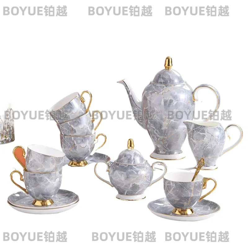 고급 본차이나 커피잔 세트와 티팟, 우아한 애프터눈 티 - Coffee Tea Gift Set 리뷰 및 가격
