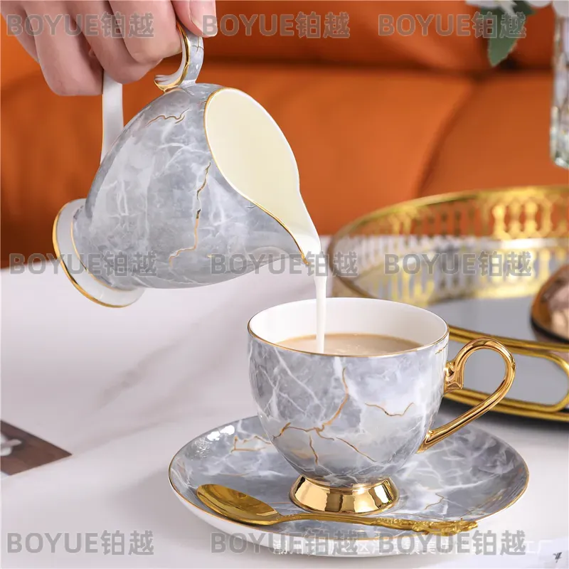 고급 본차이나 커피잔 세트와 티팟, 우아한 애프터눈 티 - Coffee Tea Gift Set 리뷰 및 가격