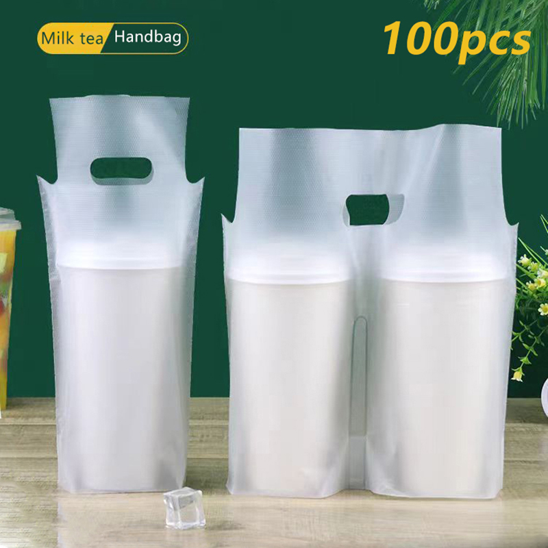 100Pcs 싱글/더블 컵 밀크티 포장 가방 반투명 투 - Coffee Tea With Milk 리뷰 및 가격