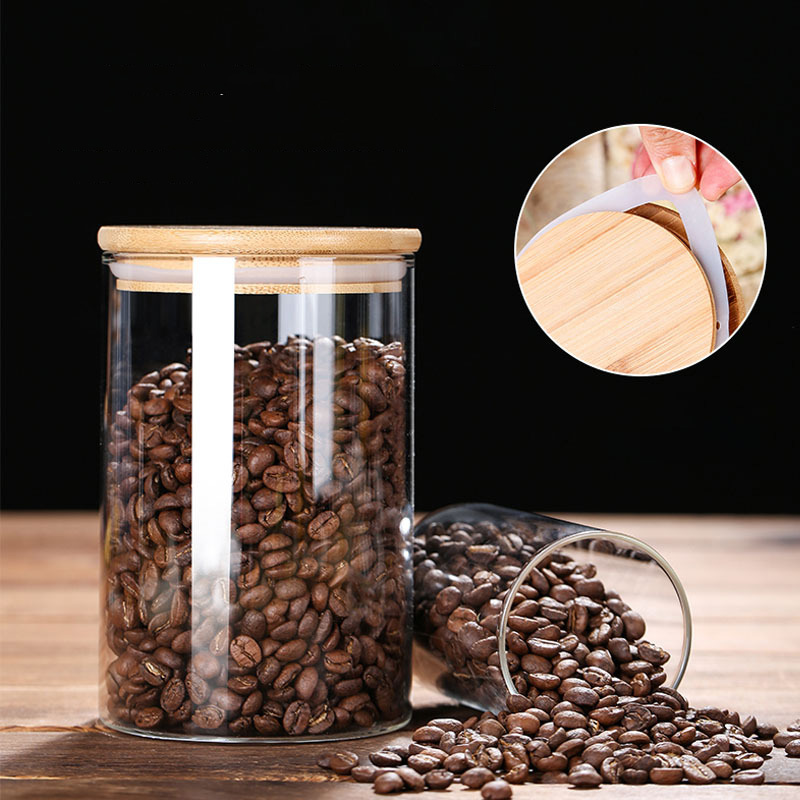 밀폐 대나무 뚜껑이 있는 유리 식품 저장 항아리, 커피 - Coffee Tea And Bean Leaf 리뷰 및 가격