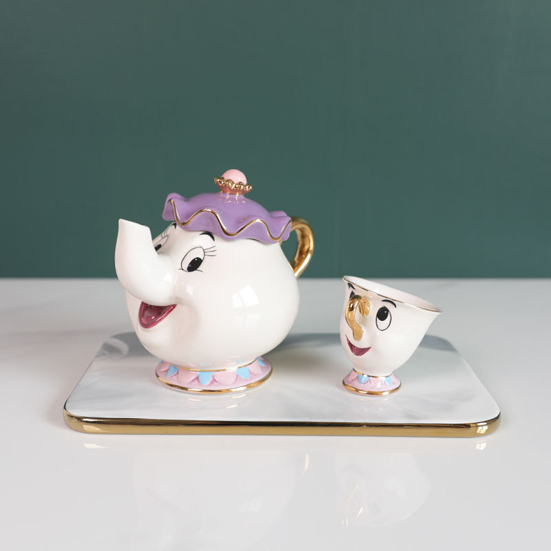 뜨거운 차 주전자 만화 미녀와 야수 커피 포트 머그컵  - Coffee Tea Gift Set 리뷰 및 가격