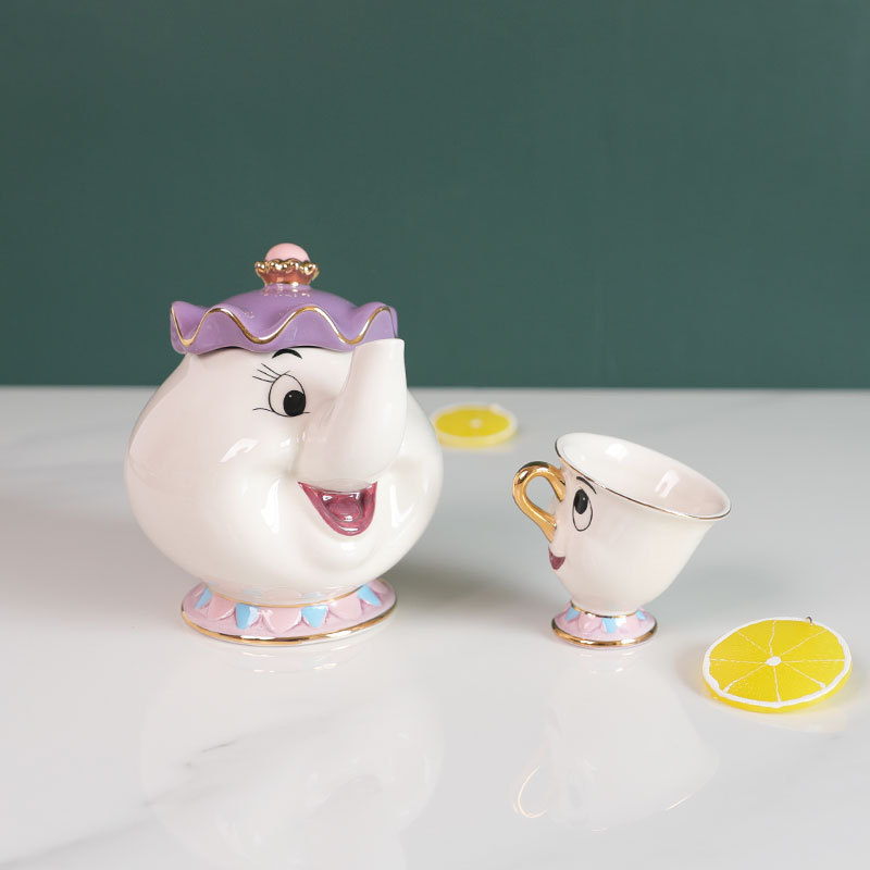 뜨거운 차 주전자 만화 미녀와 야수 커피 포트 머그컵  - Coffee Tea Gift Set 리뷰 및 가격