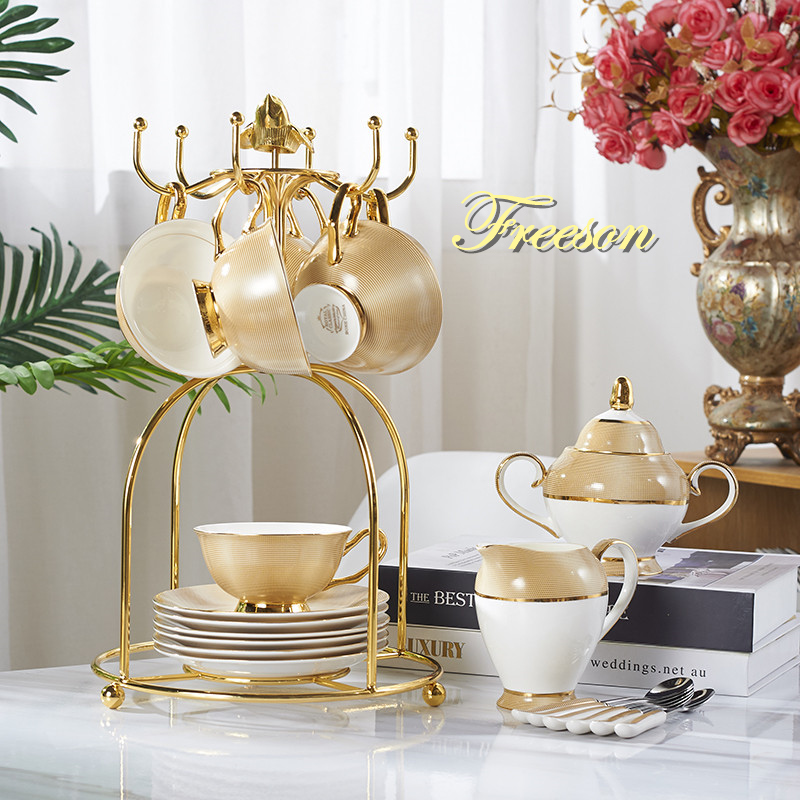 고급 골드 본 차이나 커피 세트, 도자기 차 세트, 고 - Coffee Tea Sugar Set 리뷰 및 가격