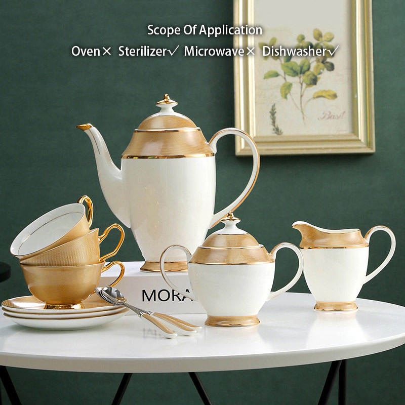 고급 골드 본 차이나 커피 세트, 도자기 차 세트, 고 - Coffee Tea Sugar Set 리뷰 및 가격