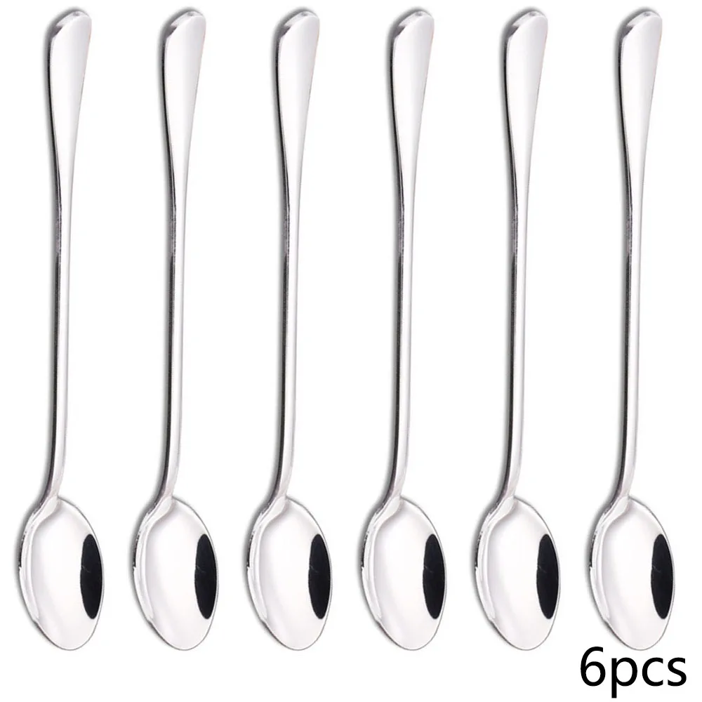 6PCS 20cm 긴 손잡이 숟가락, 스테인레스 스틸  - Coffee & Tea - Pastry Góc Xanh 리뷰 및 가격
