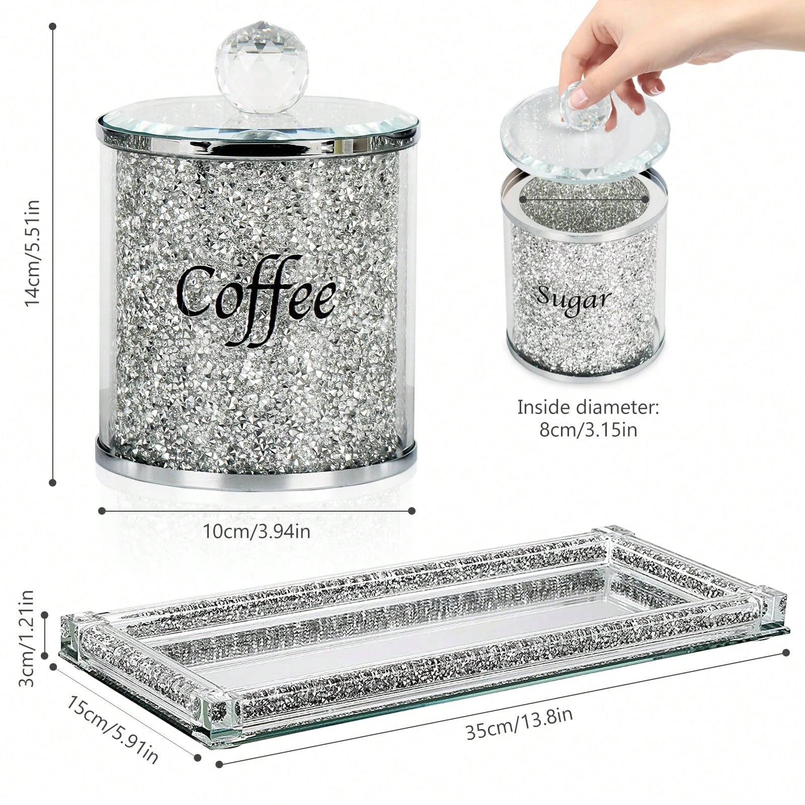커피 설탕 차 보관 용기 세트 반짝이는 글램 크러쉬드  - Coffee Tea Gift Set 리뷰 및 가격