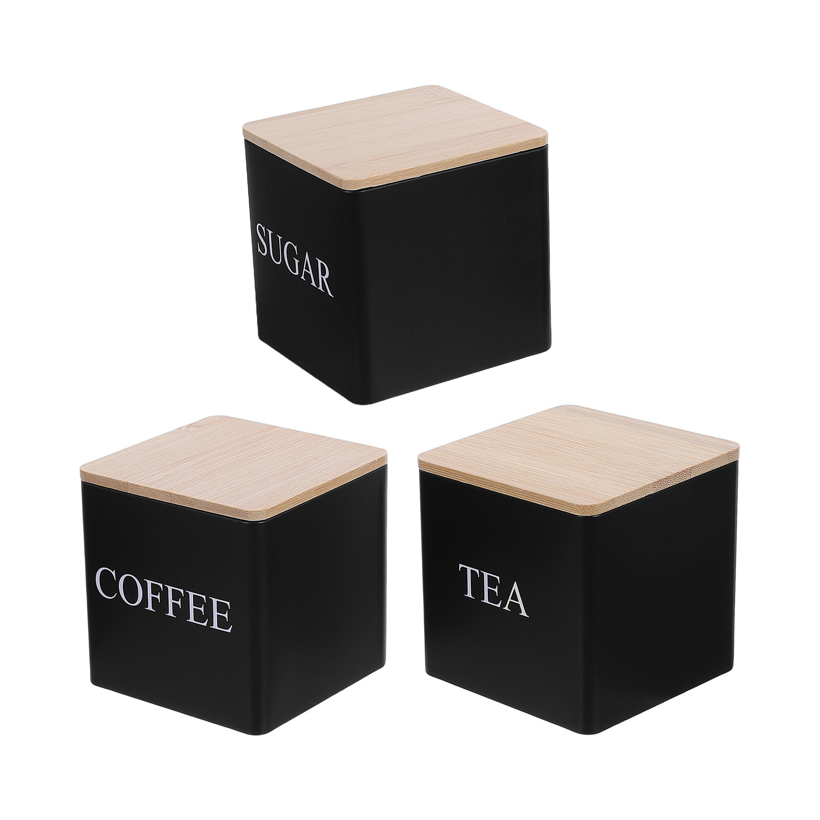 3개 세트 금속 차/커피/설탕 보관 용기, 대나무 뚜껑 - Coffee Tea Sugar Set 리뷰 및 가격