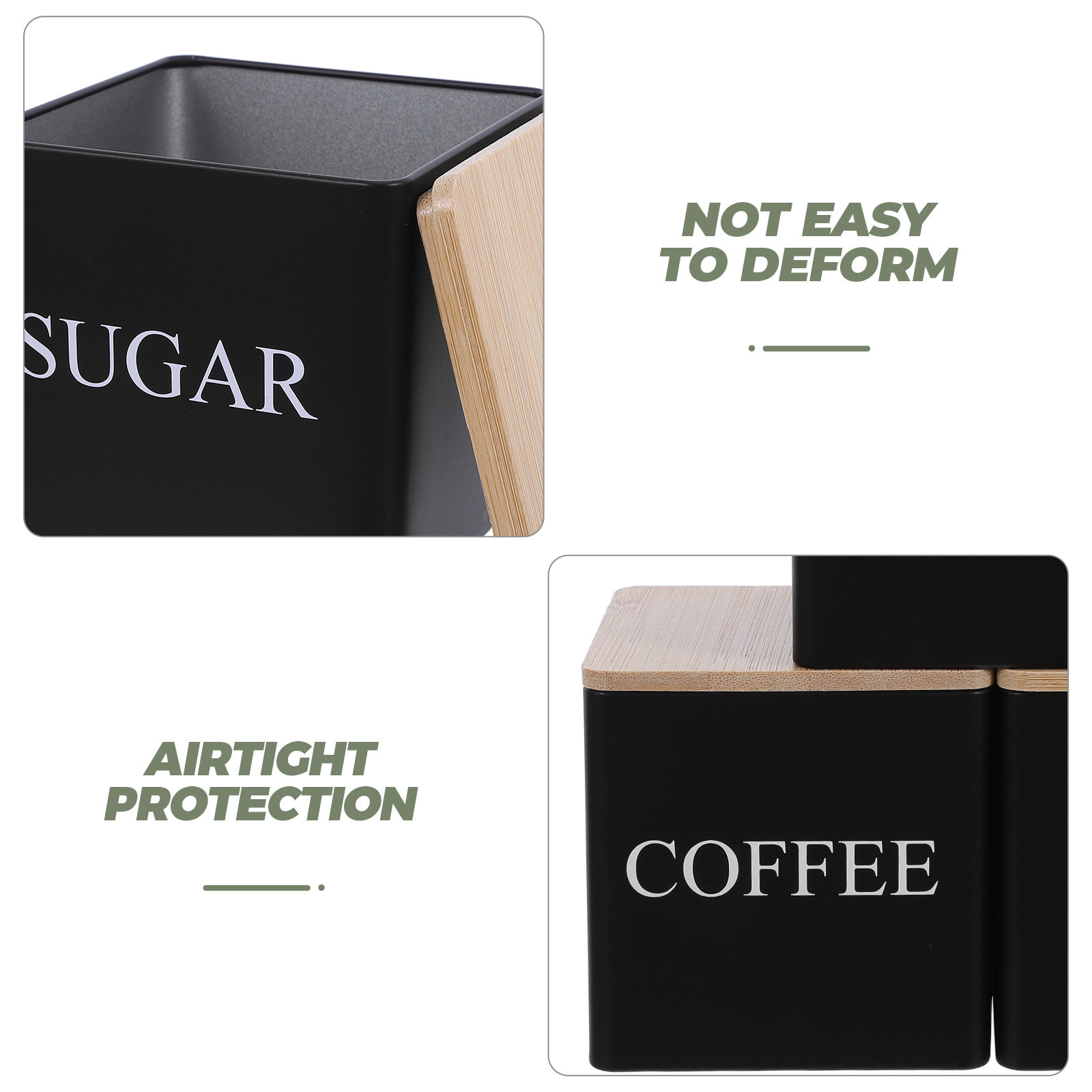 3개 세트 금속 차/커피/설탕 보관 용기, 대나무 뚜껑 - Coffee Tea Sugar Set 리뷰 및 가격